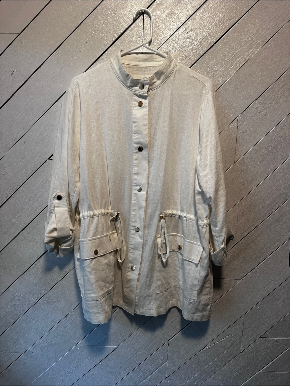 Zara Cream Drawstring Utility Jacket